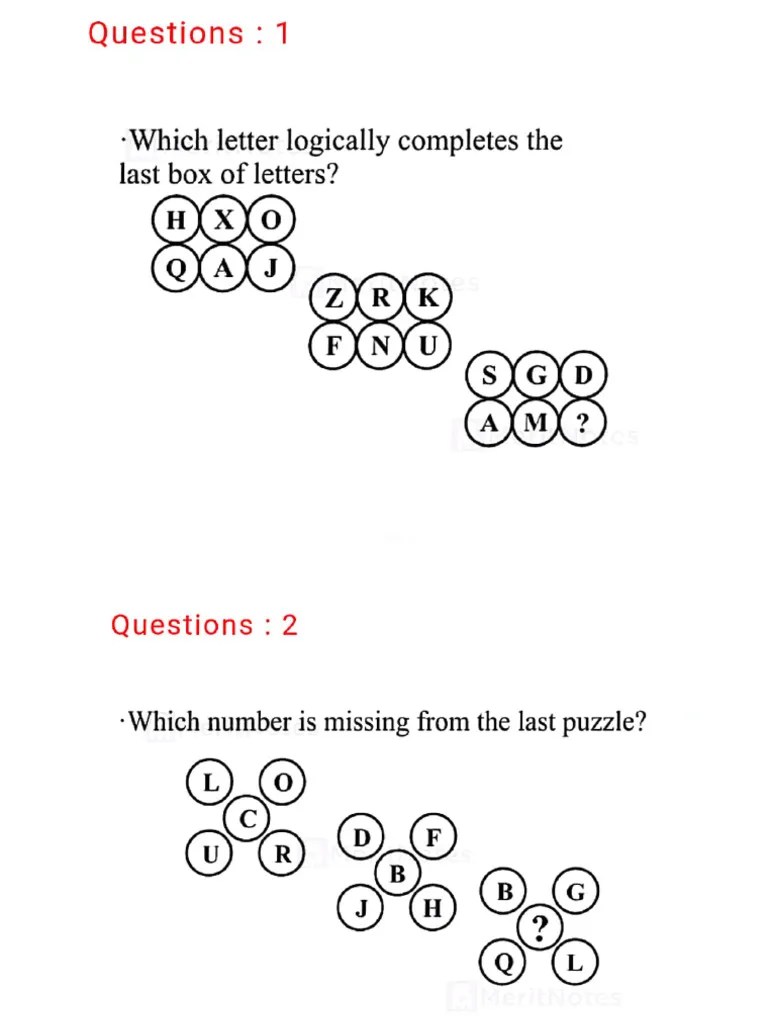 Puzzle Questions PDF