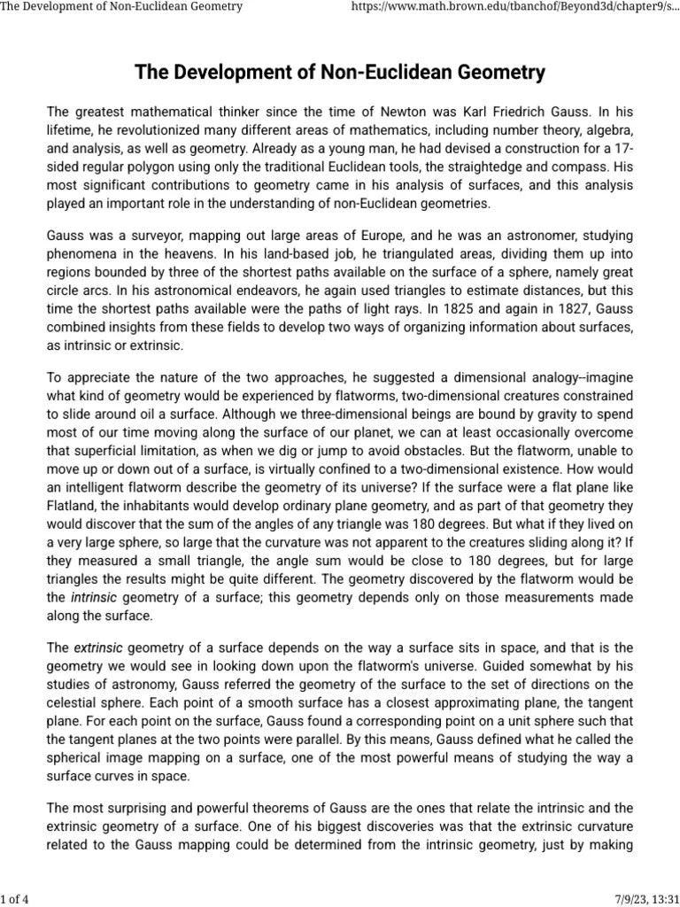 The Development of NonEuclidean Geometry PDF Sphere Triangle