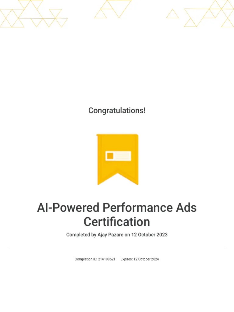AI-Powered Performance Ads Certification - Google | PDF