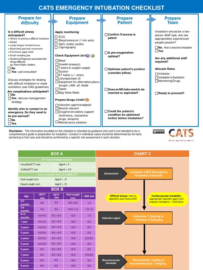 Cats Emergency Intubation Checklist Culty PDF