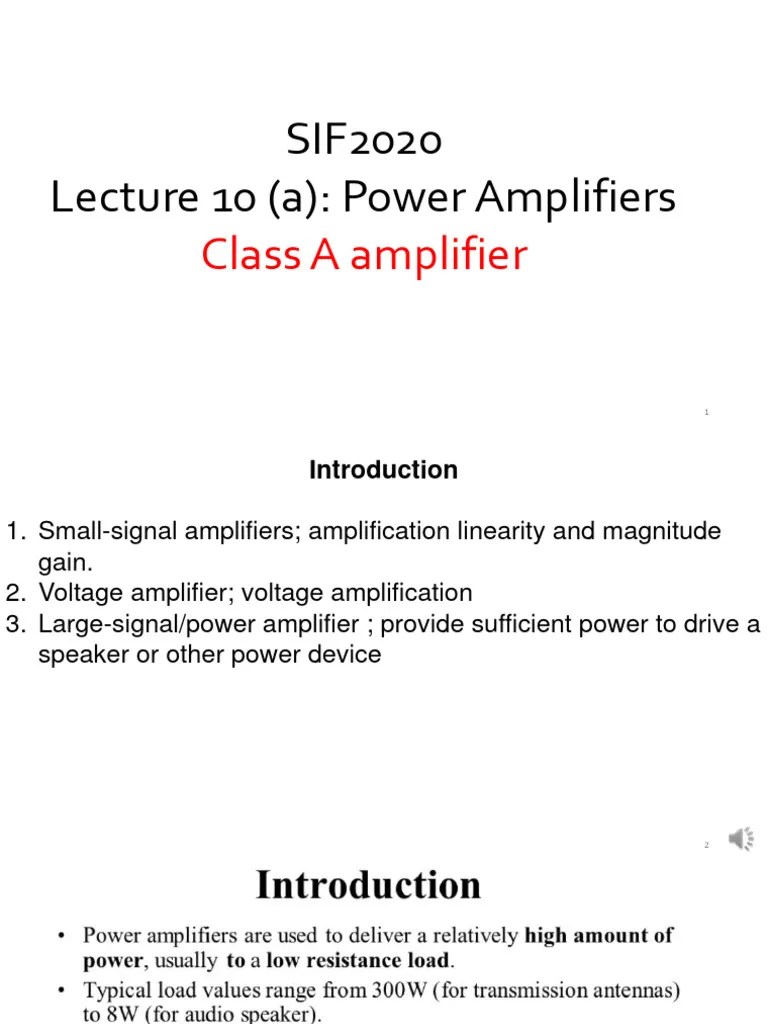 Lecture 10 (A) Power Amplifiers PDF