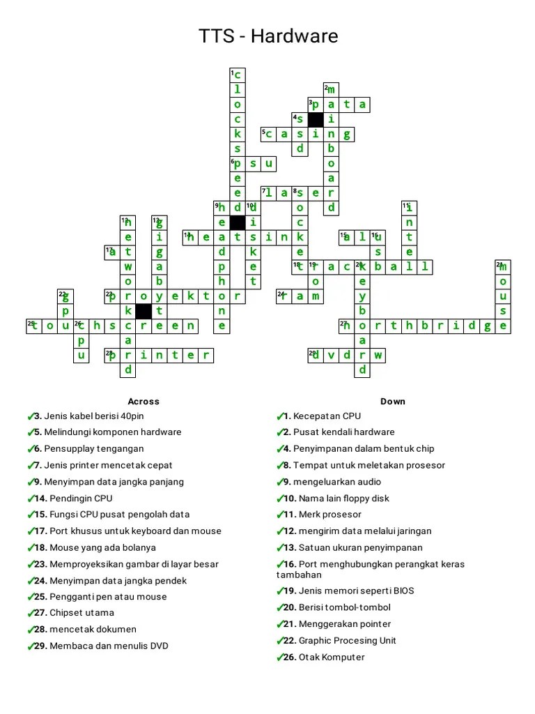 TTS Hardware Crossword Labs PDF
