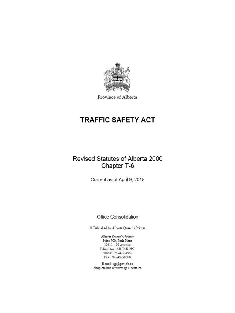 Alberta Traffic Safety Act PDF Traffic Driving