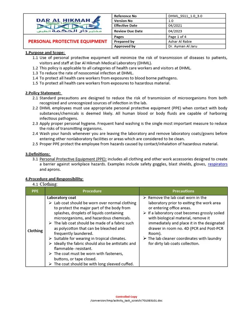 Personal Protective Equipment PDF Personal Protective Equipment