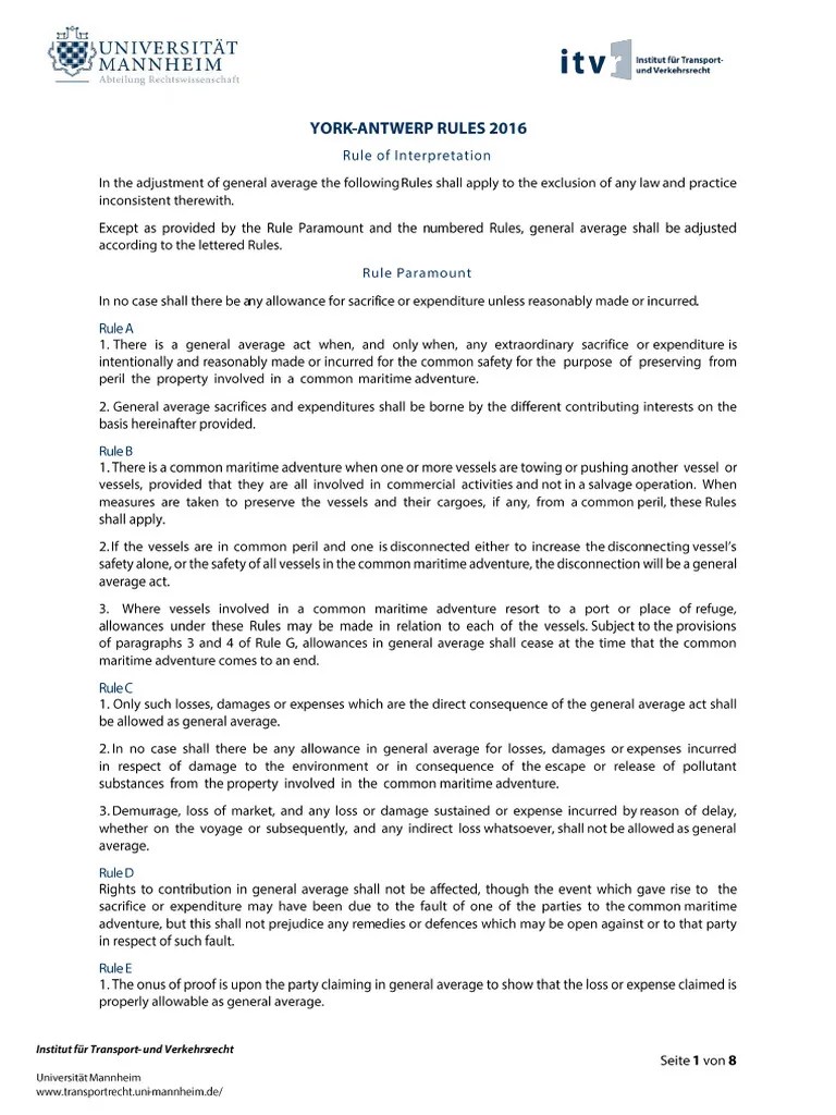 York Antwerp Rules 2016 PDF