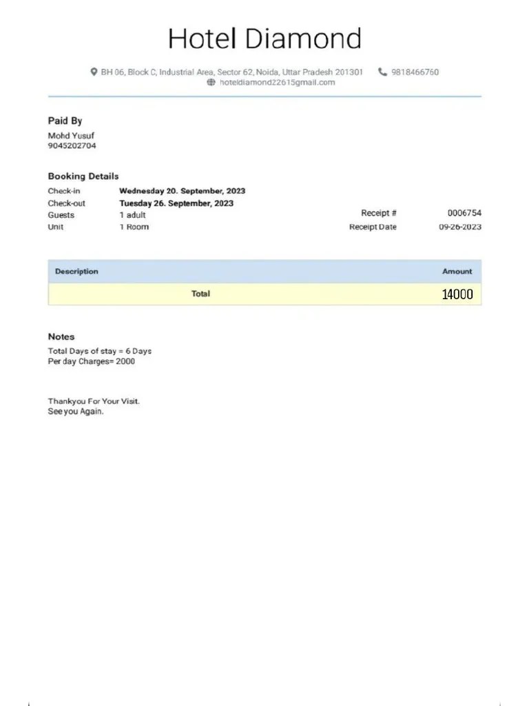 Hotel Recipt PDF