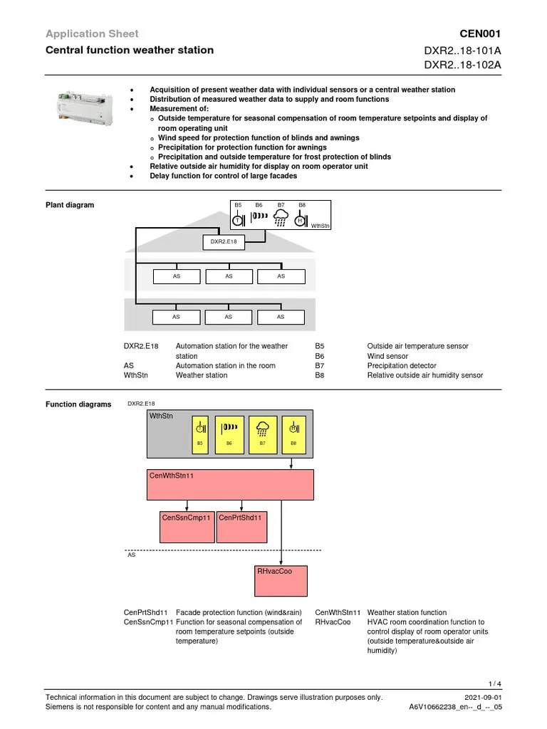 A6V10795874 - Central Function Weather Station DXR2.E18-101A D - en | PDF