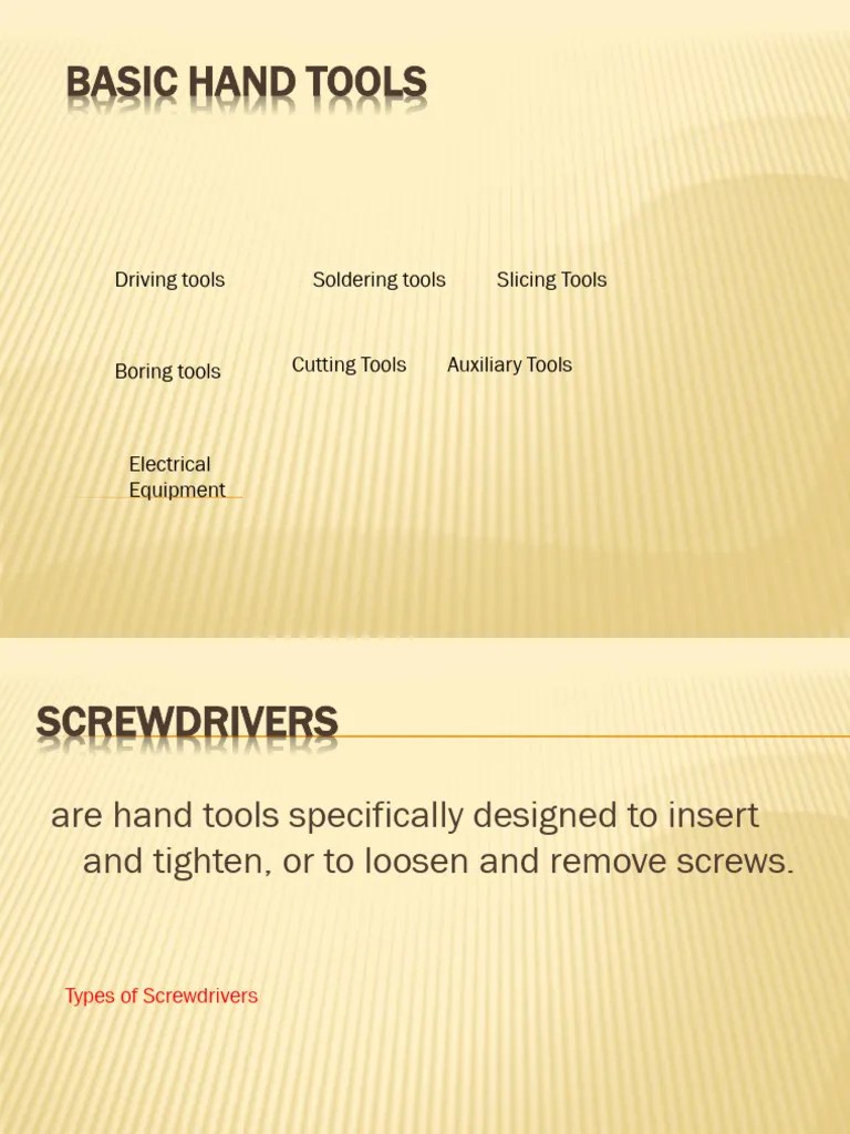 Basic Hand Tools PDF Soldering Screw