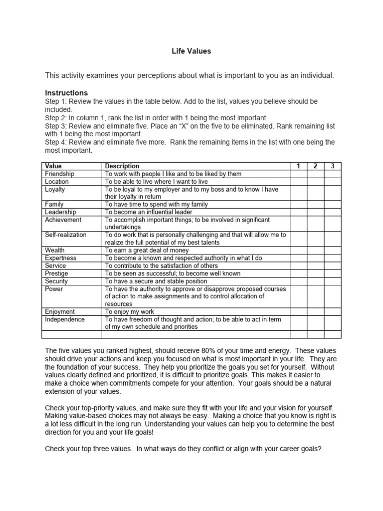 10.4 Life Values PDF Leadership Psychology