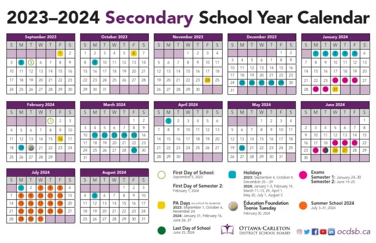 Approved School Year Calendar 20232024 Secondary PDF Schools Educational Institutions