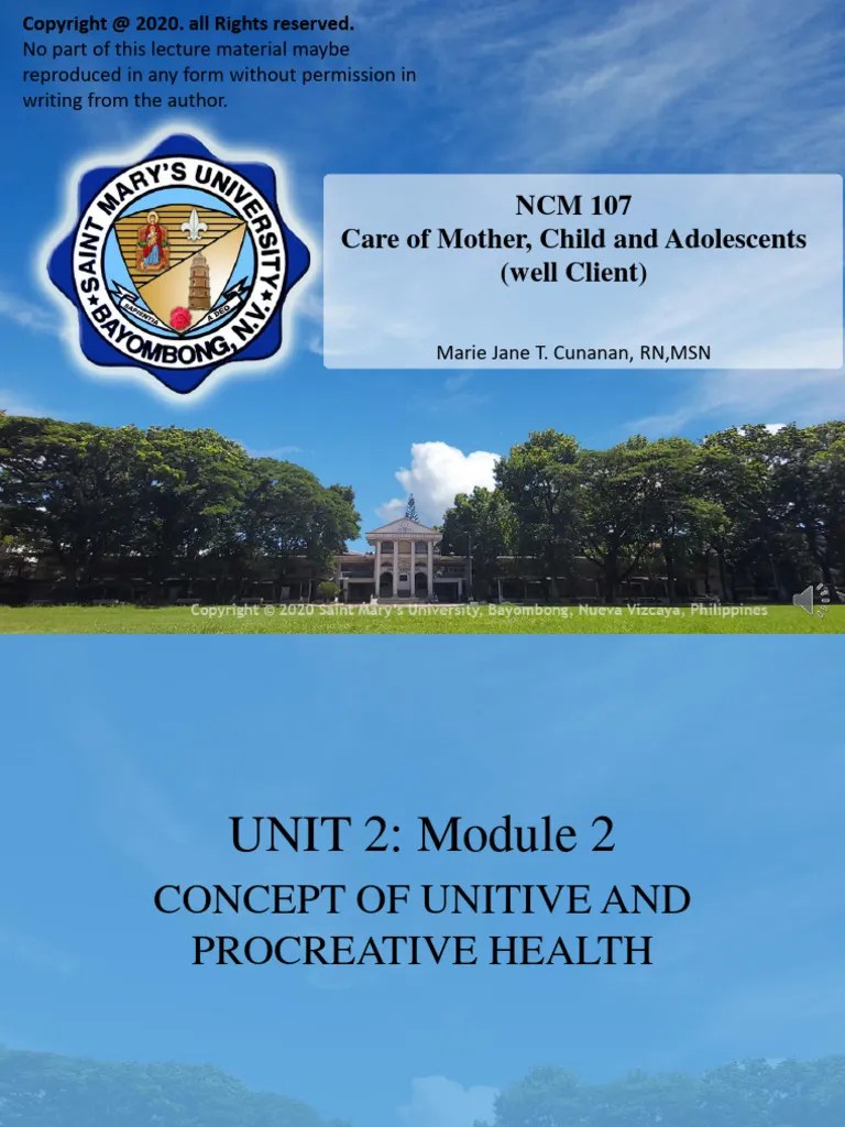 MCN 02 Concept of Unitive and Procreative Health PDF Creationism