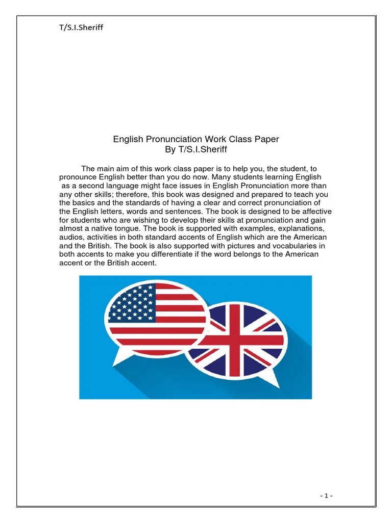 English Pronunciation Work Paper PDF Consonant English Language