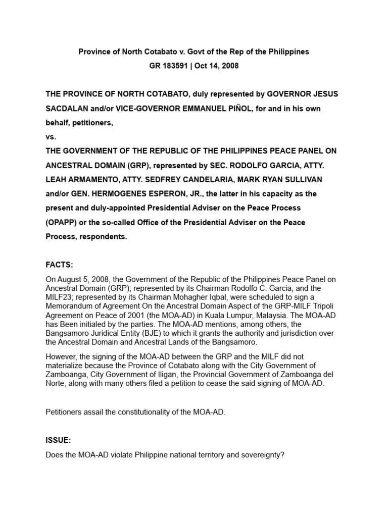 North Cotabato vs. GRP PDF Justice Crime & Violence