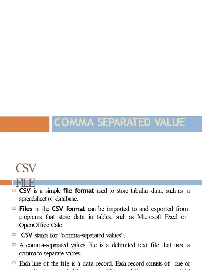 CSV File Handling Notes PDF Comma Separated Values Software