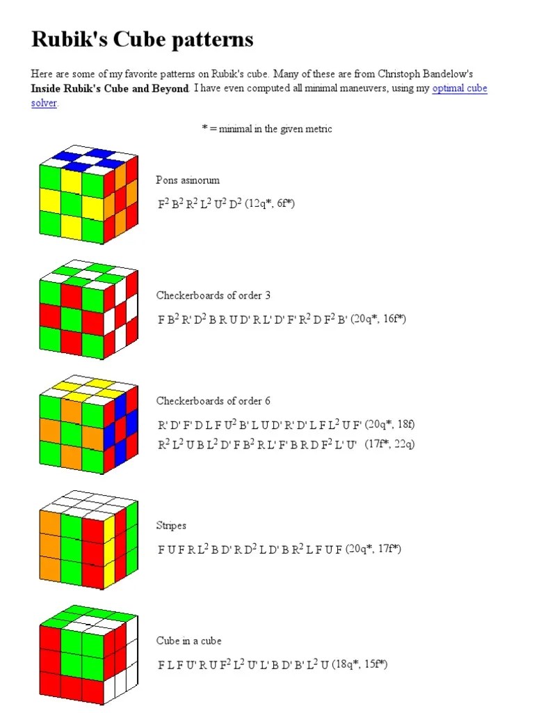 Rubik's Cube Patterns