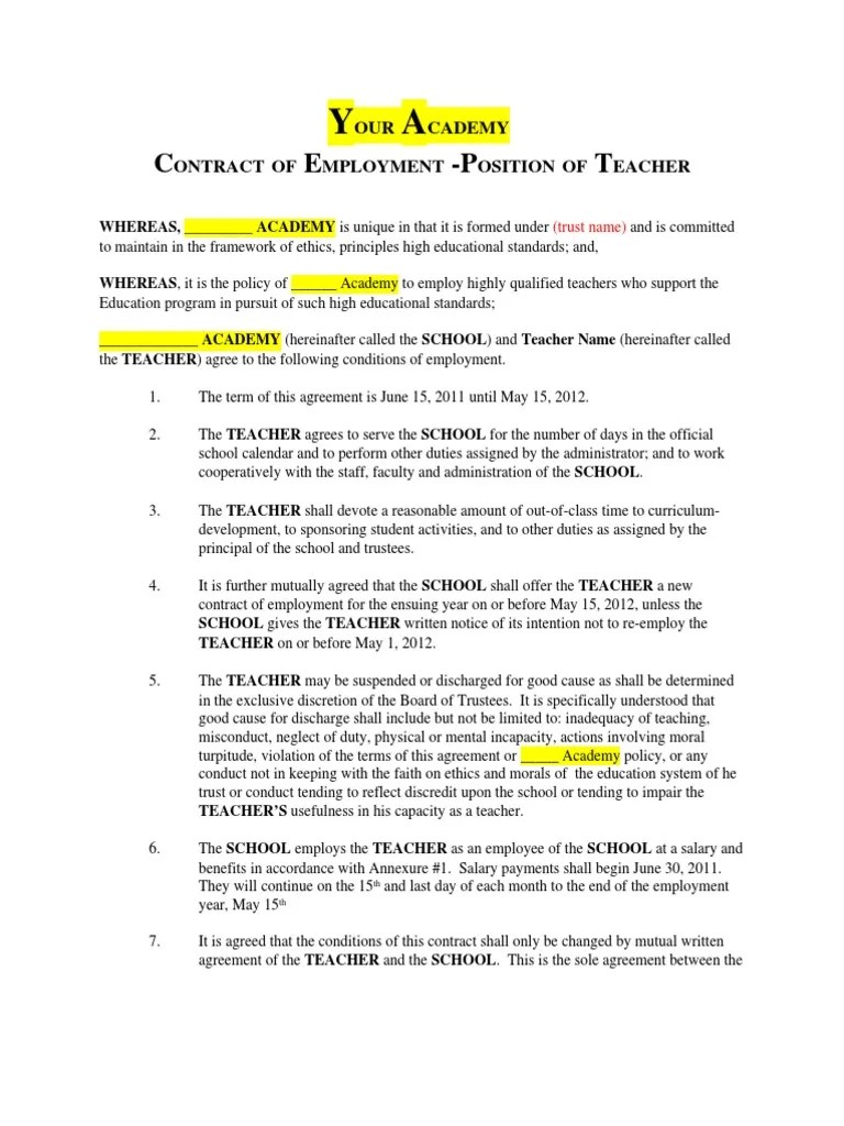 Teachers Contract Teachers Salary Free 30day Trial Scribd