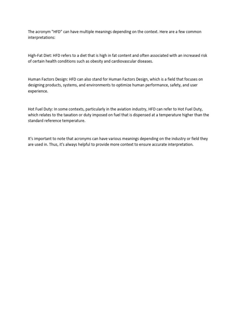 HFD Interpretations PDF