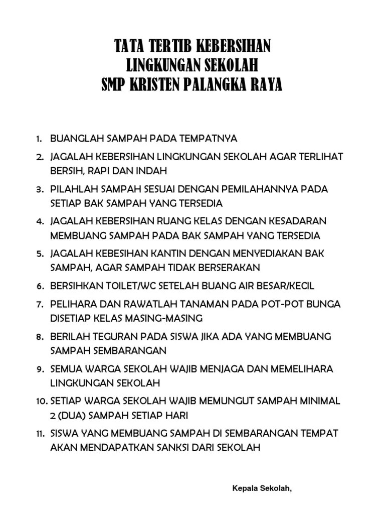 Tata Tertib Kebersihan