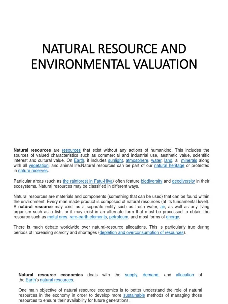 Valuation of Natural Resources and Environment PDF Externality