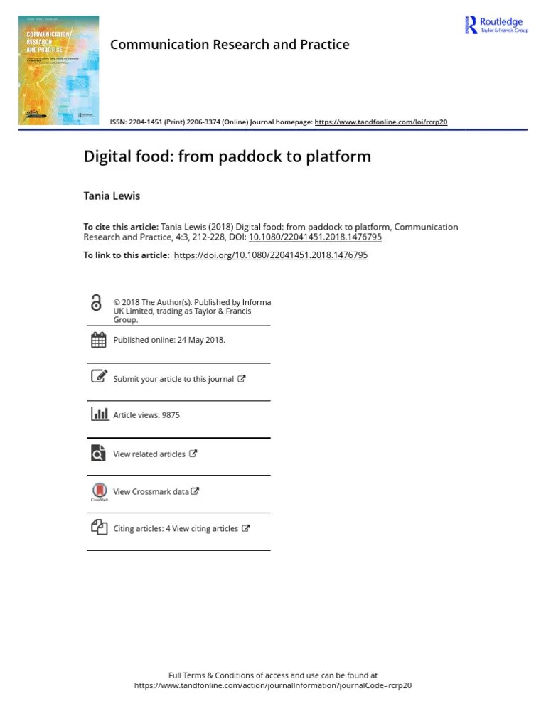 Digital Food From Paddock To Platform PDF Social Media Popular