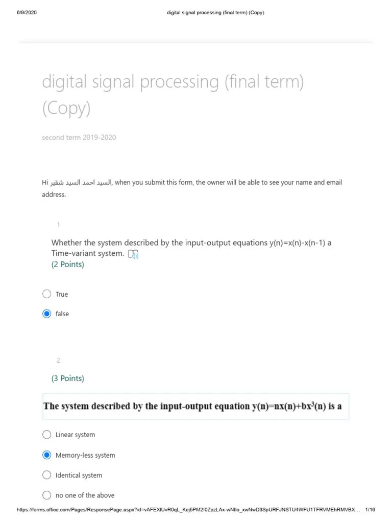 Digital Signal Processing (Final Term) (Copy) PDF Algorithms Computer Engineering