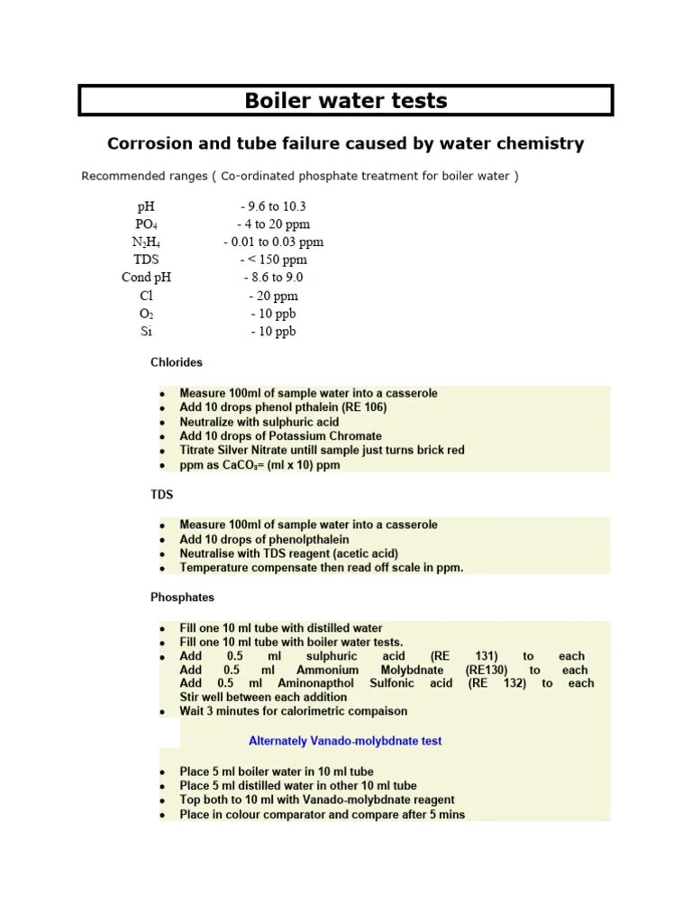 Boiler Water Tests PDF Materials Chemical Substances