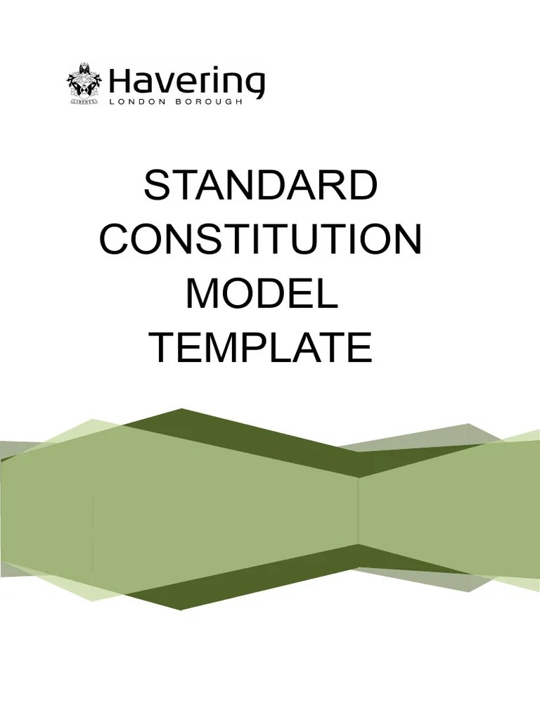 Standard Constitution Model Template 2 PDF Governance Government