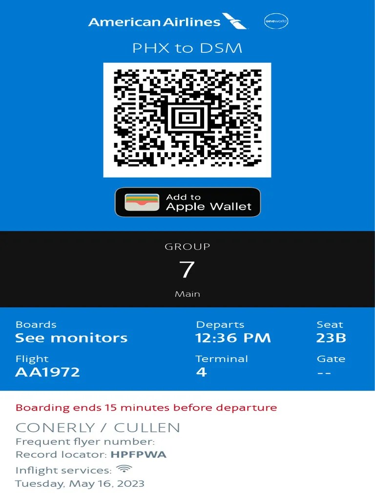 Mobile Boarding Pass American Airlines PDF