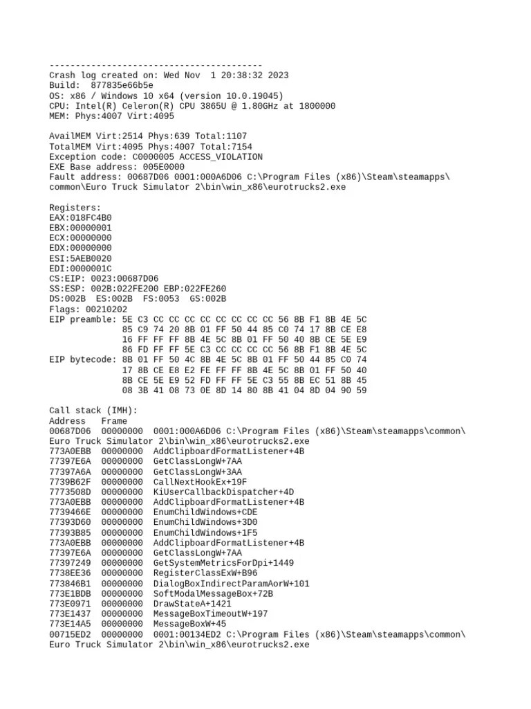 Game Crash PDF Operating System Families X86 Architecture
