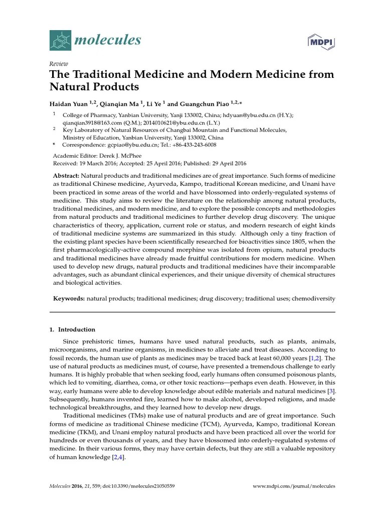 The Traditional Medicine and Modern Medicine From Natural Products PDF