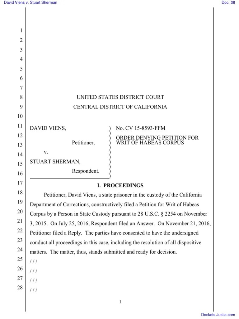 VIENS Petition Denial and Case Summary PDF Strickland V. Washington