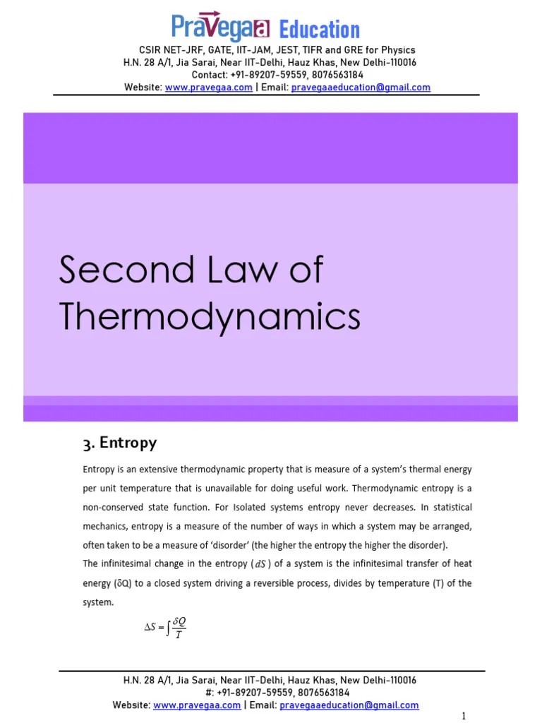 3 Entropy PDF Entropy Thermodynamics
