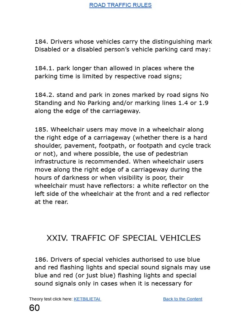 Road Traffic Rules Republic of Lithuania With Annexes (061080) PDF