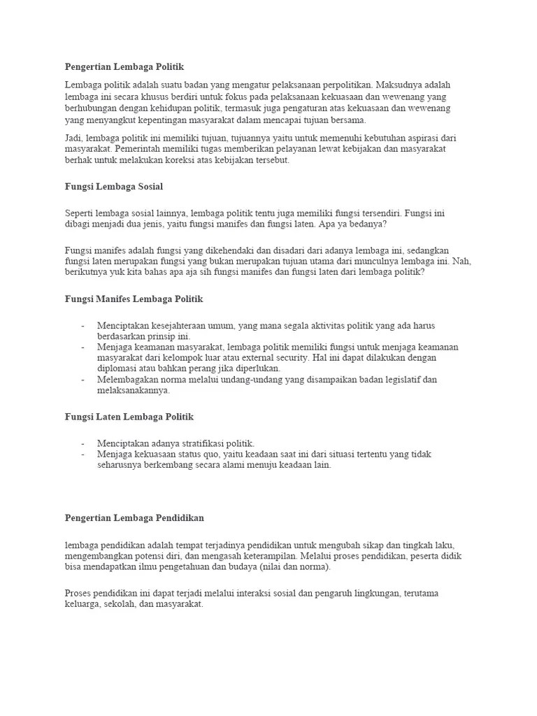 Fungsi Manifes Dan Laten Lembaga PDF Karier & Perkembangan Ilmu