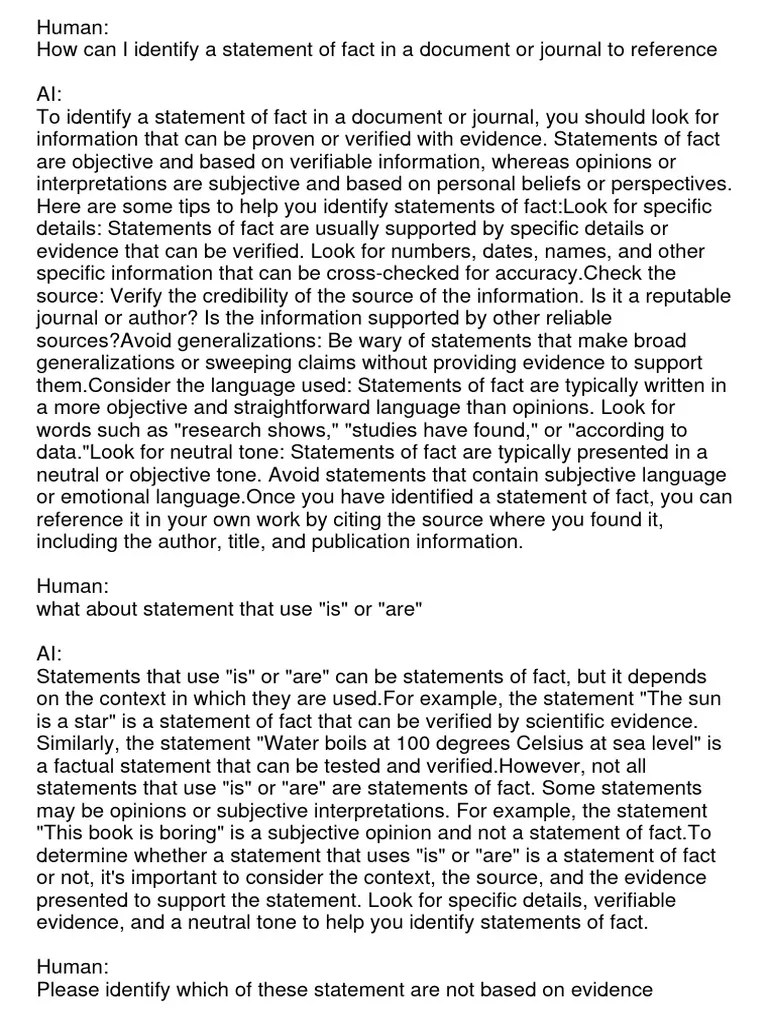 Identifying Statements of Fact. PDF Evidence Information