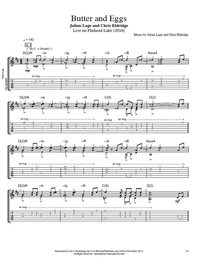 Julian Lage and Chris Eldridge Butter and Eggs (Live On Flathead Lake), Julian Lage PDF