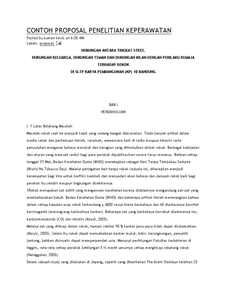 Contoh Proposal Penelitian Keperawatan | Pdf