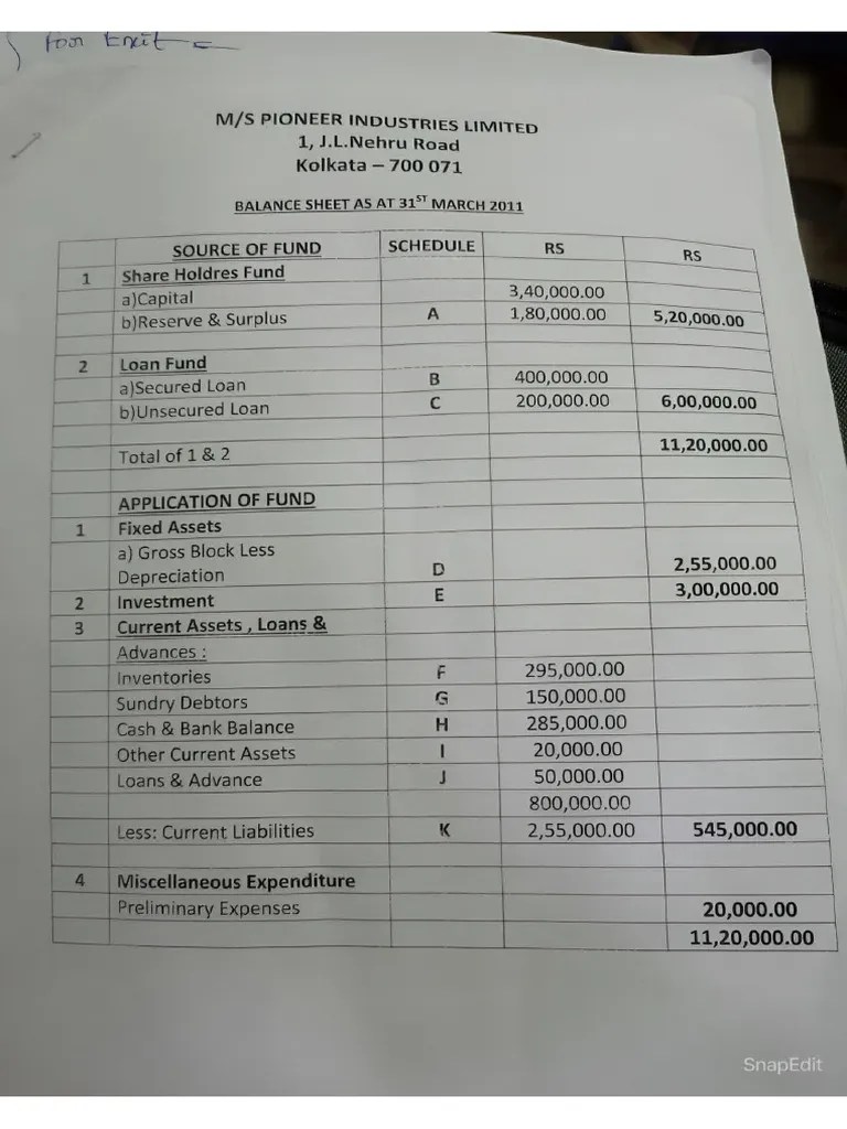 Balance Sheet (Tally Erp 9) PDF