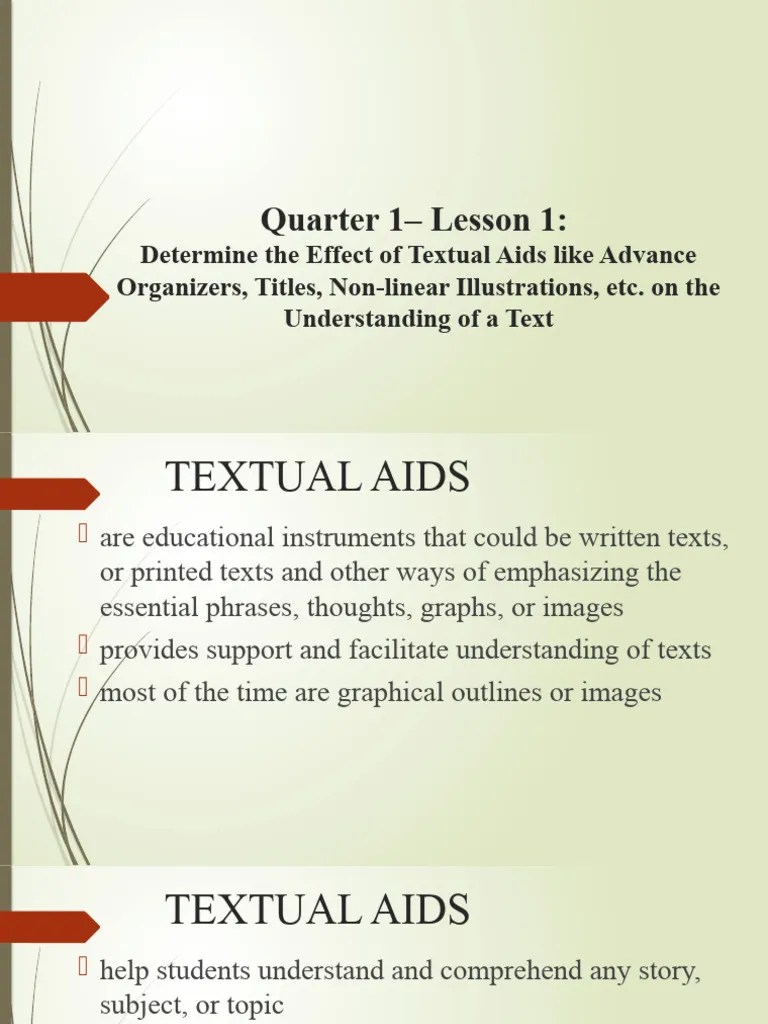 English 10 Quarter 1 Lesson 1 Textual Aids PDF Chart Cognition