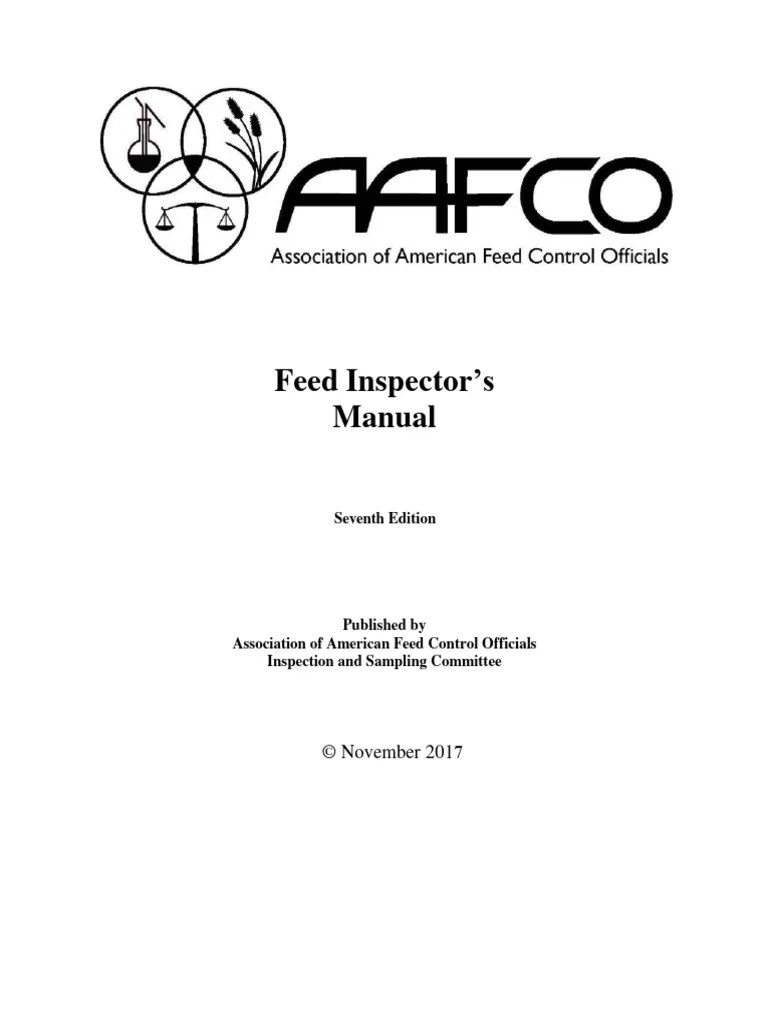 AAFCO Feed Inspectors Manual 7th Ed MUESTREO PDF Elevator Food
