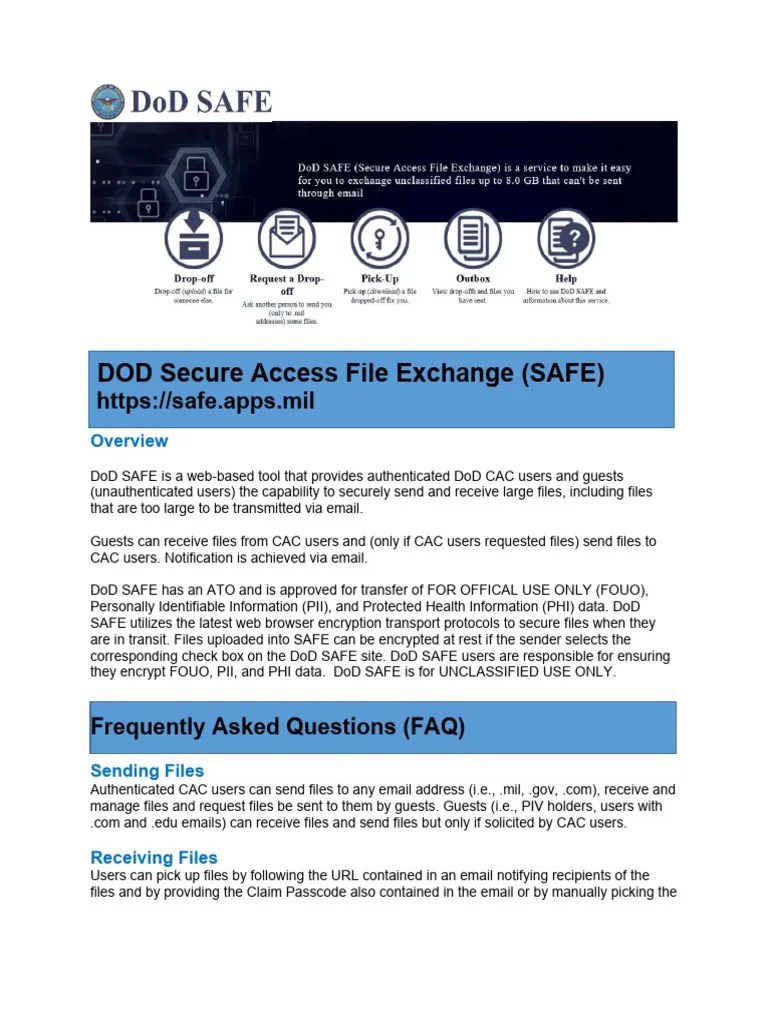 unclassDoD SAFE FAQs v1.2 PDF Encryption Computer File