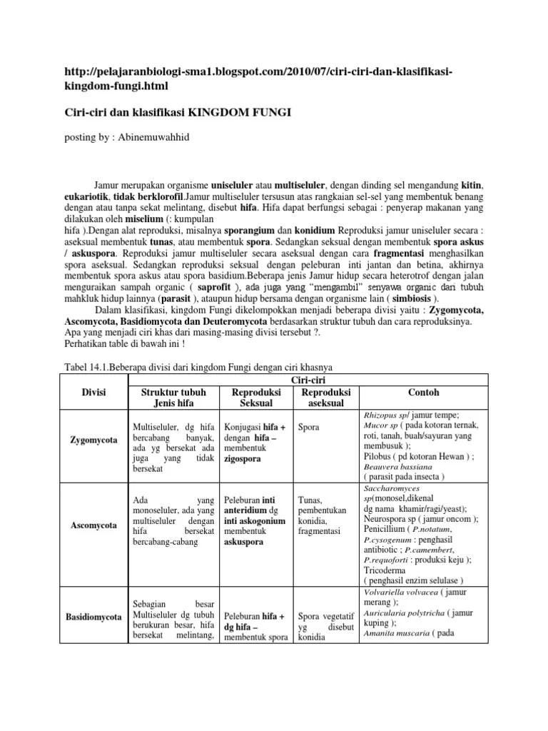 Ciri Ciri Fungi | PDF