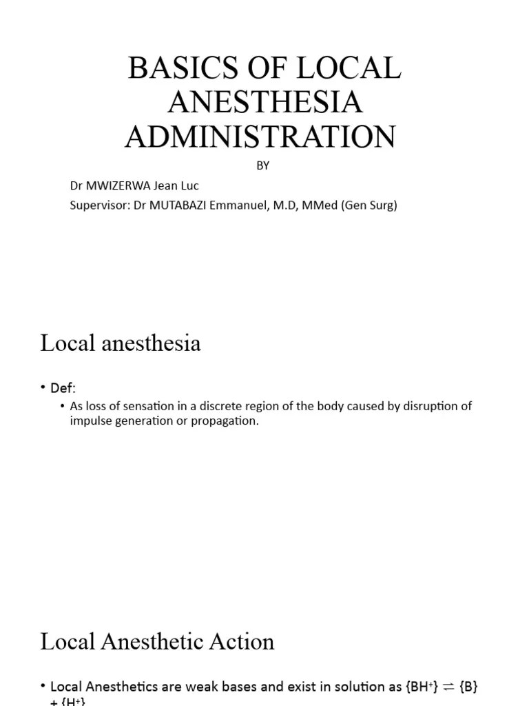 Basics of Local Anesthesia Administration PDF Anesthesia Clinical