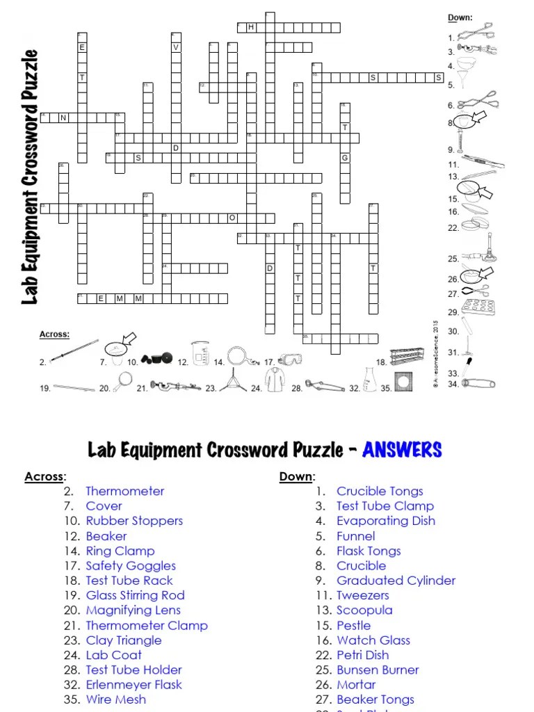 Lab Equipment Crossword Puzzle ANSWER KEY PDF Dielectric Laboratories