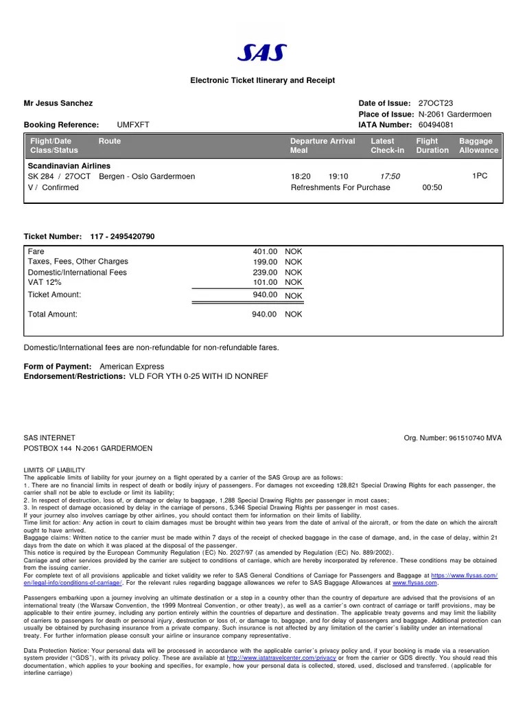 Flight/Date Class/Status Route Departure Arrival Meal Latest CheckIn