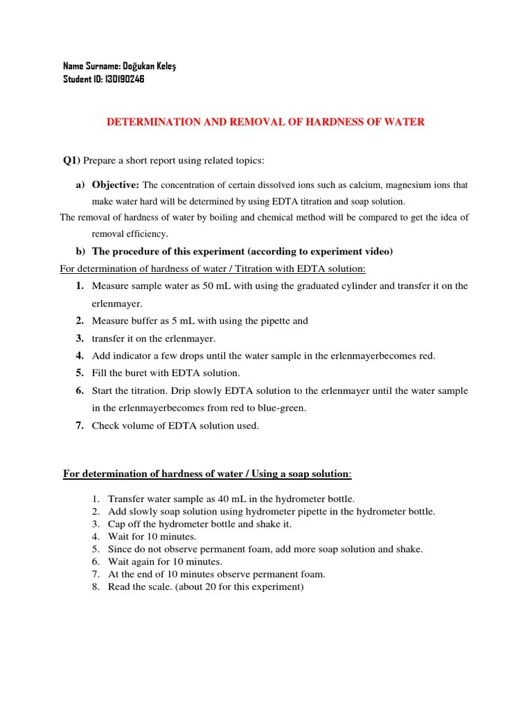 ChemistryLab Experiment Report 6zzzzz PDF Calcium Titration