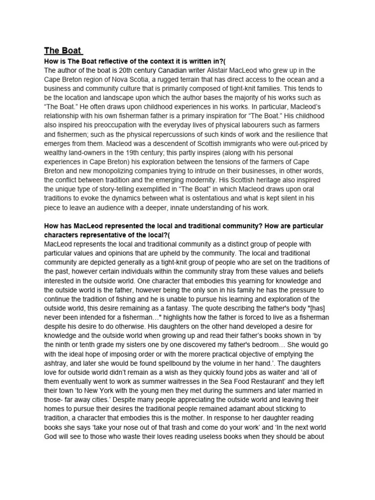 The Boat Questions PDF