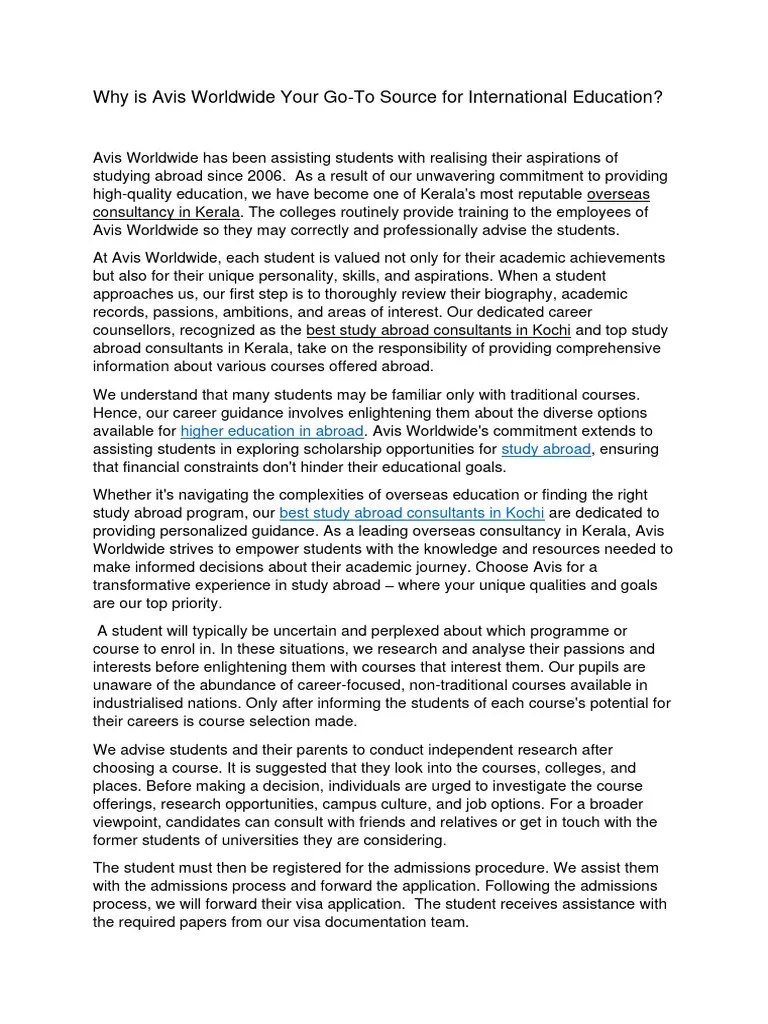 Why Is Avis Worldwide Your GoTo Source For International Education