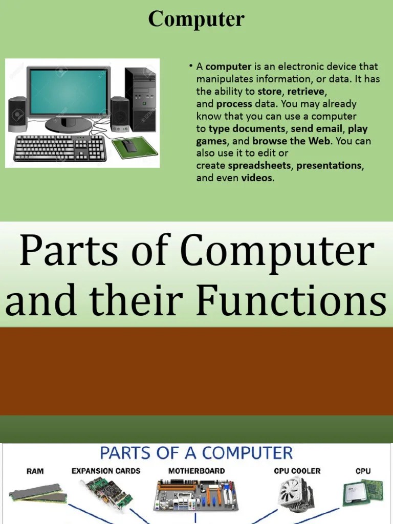 Parts of Computer and Their Functions PDF Power Supply Computer