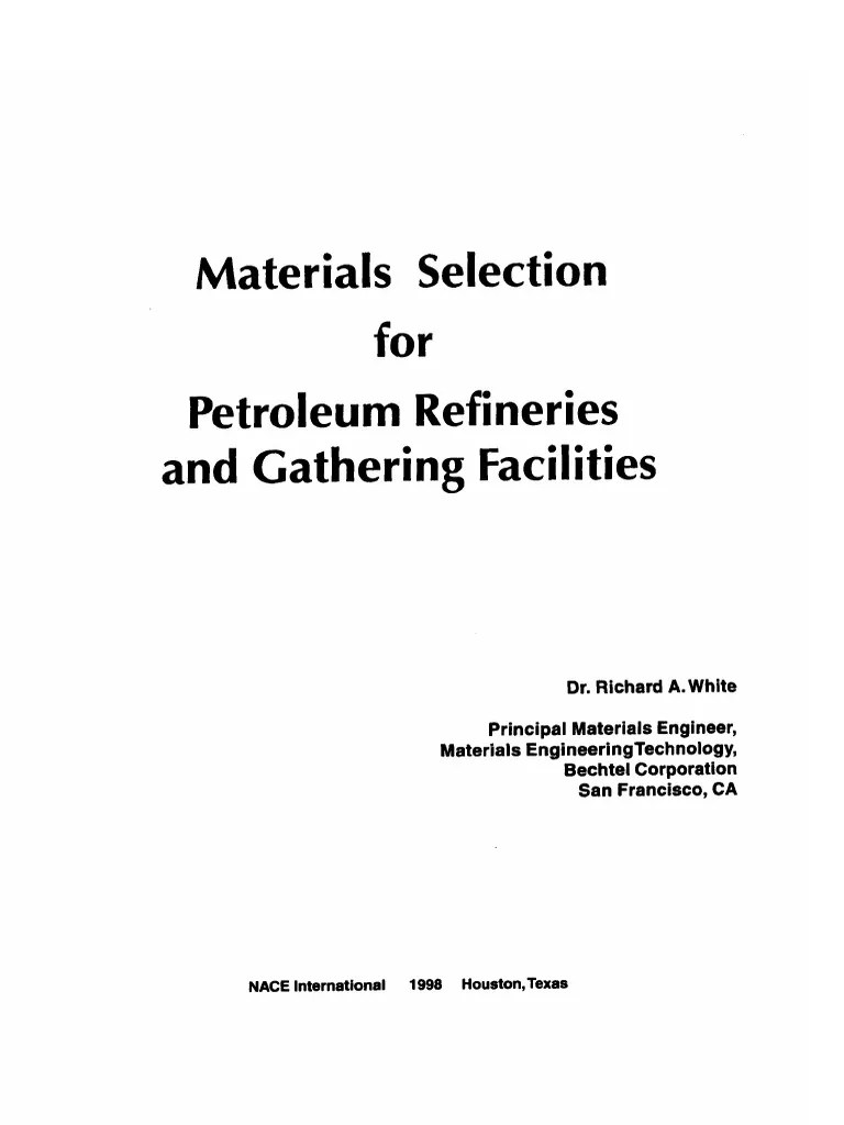 Materials Selection For Petroleum Refineries and Gathering PDF